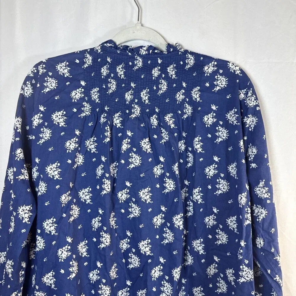 J. Crew Blue Floral Blouse Size XL Preowned - Picture 10 of 15